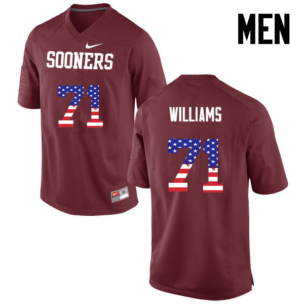 Men Oklahoma Sooners #71 Trent Williams College Football USA Flag Fashion Jerseys-Crimson - Click Image to Close